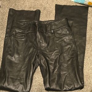 Cache Black Faux Leather Boot Cut Pants
